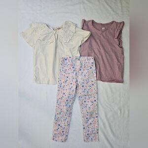 Set Of Girls Clothes- 5T- Jeggings, Ruffle Tops- Jordache, H&M, Zara